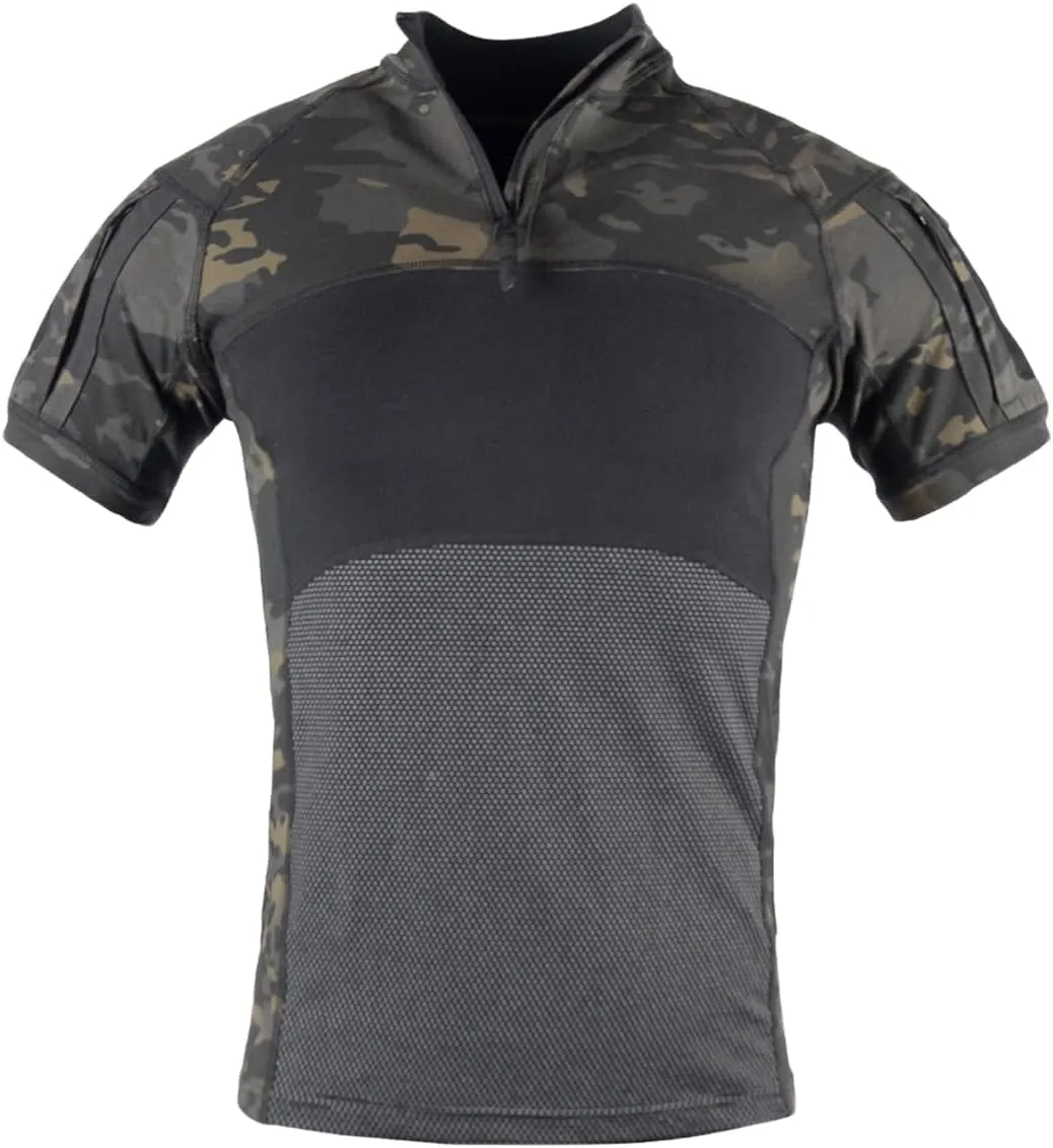 HARGLESMAN Tactical Shirt Airsoft Combat Military BDU Cargo Summer Short Sleeve 1/4 Zip Tops Work Shirts