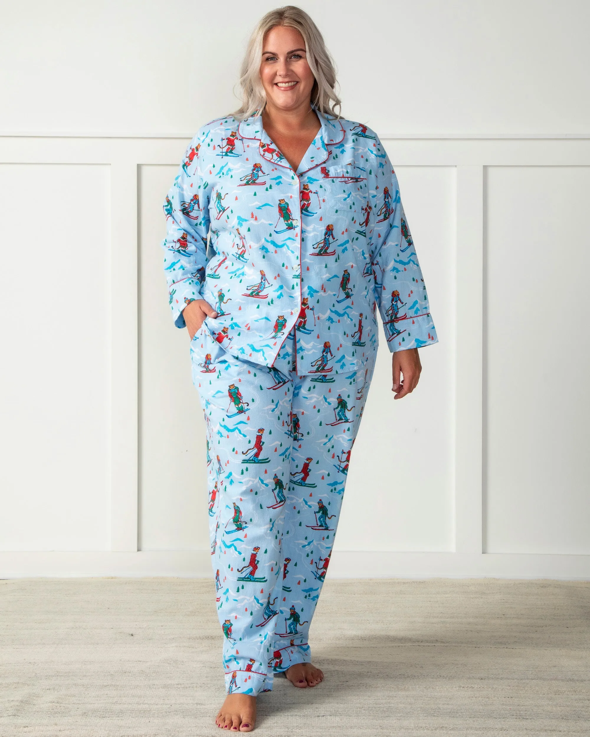 Hit the Slopes - Lightweight Flannel Long Sleep Set - Frosted Lake