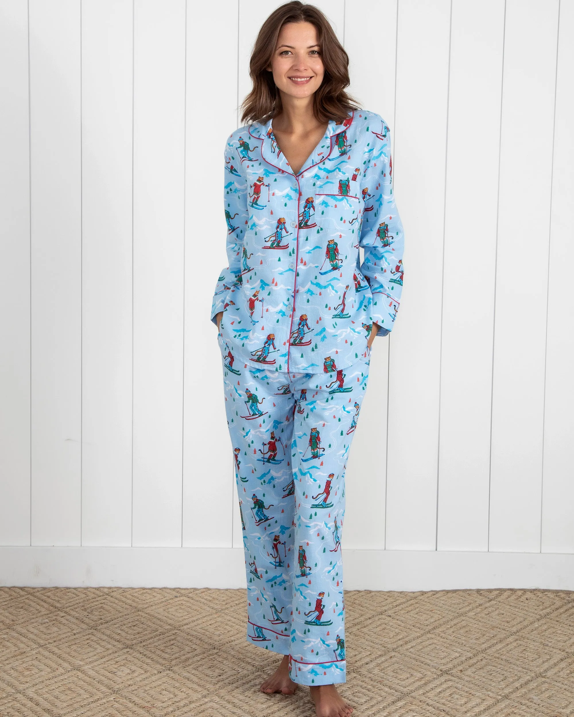 Hit the Slopes - Lightweight Flannel Long Sleep Set - Frosted Lake