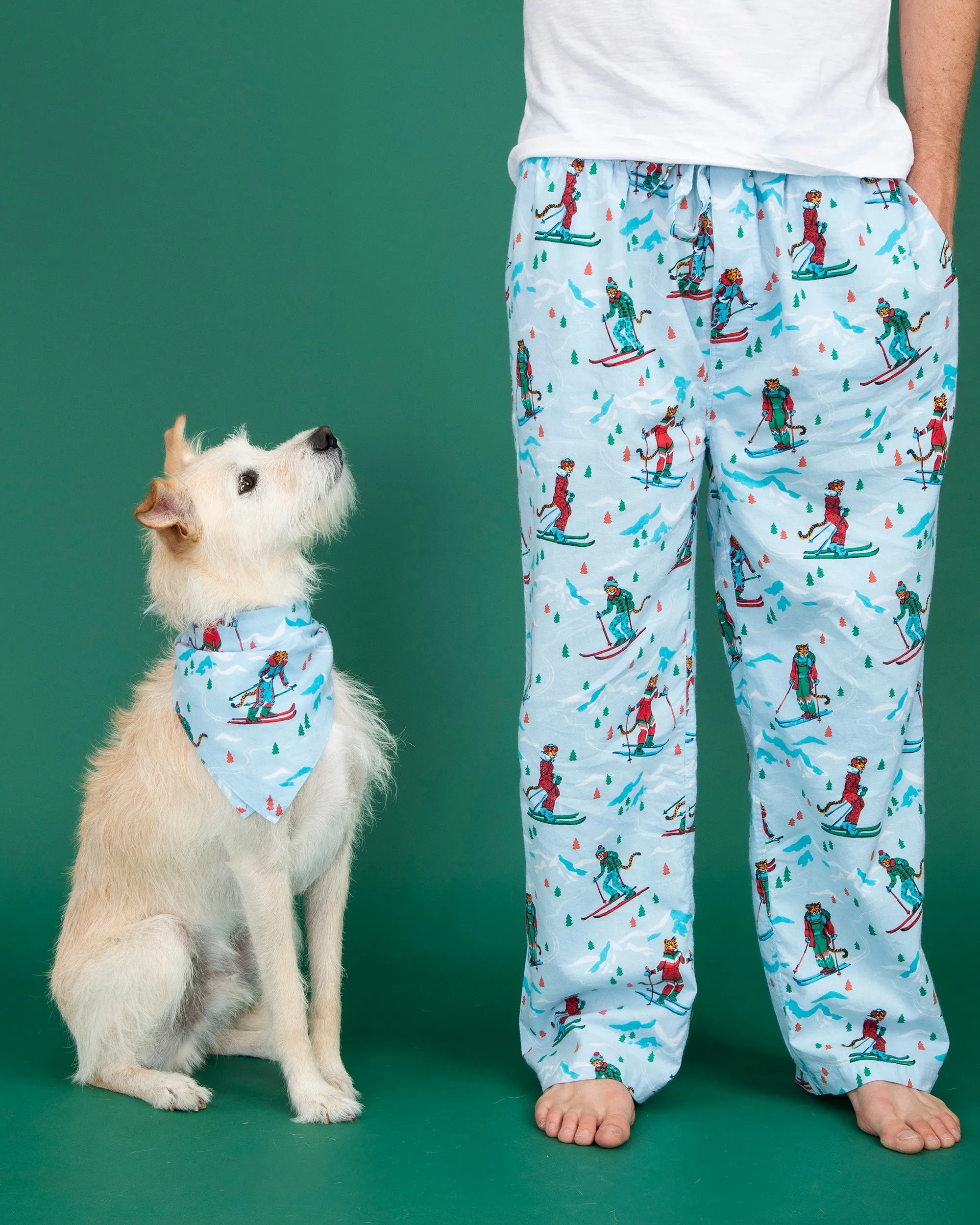 Hit the Slopes - Men's Lightweight Flannel PJ Pants - Frosted Lake