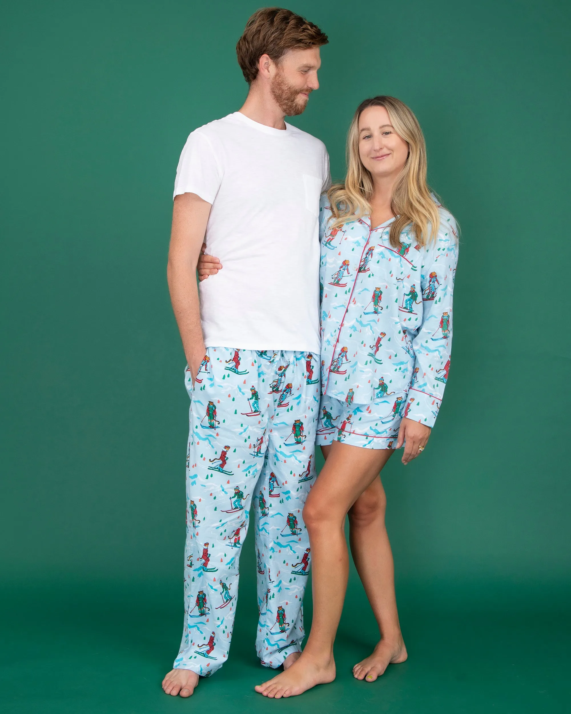 Hit the Slopes - Men's Lightweight Flannel PJ Pants - Frosted Lake