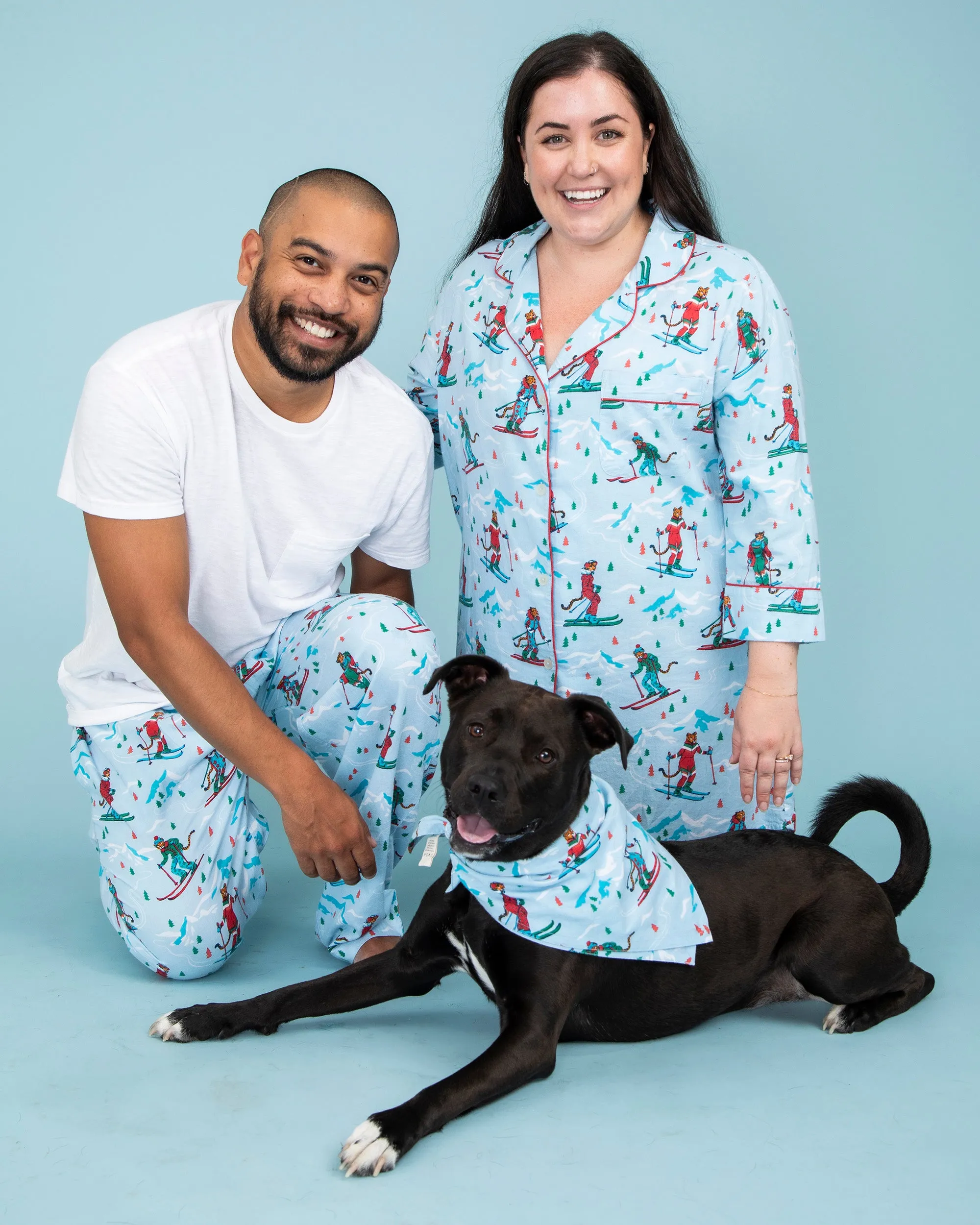 Hit the Slopes - Men's Lightweight Flannel PJ Pants - Frosted Lake