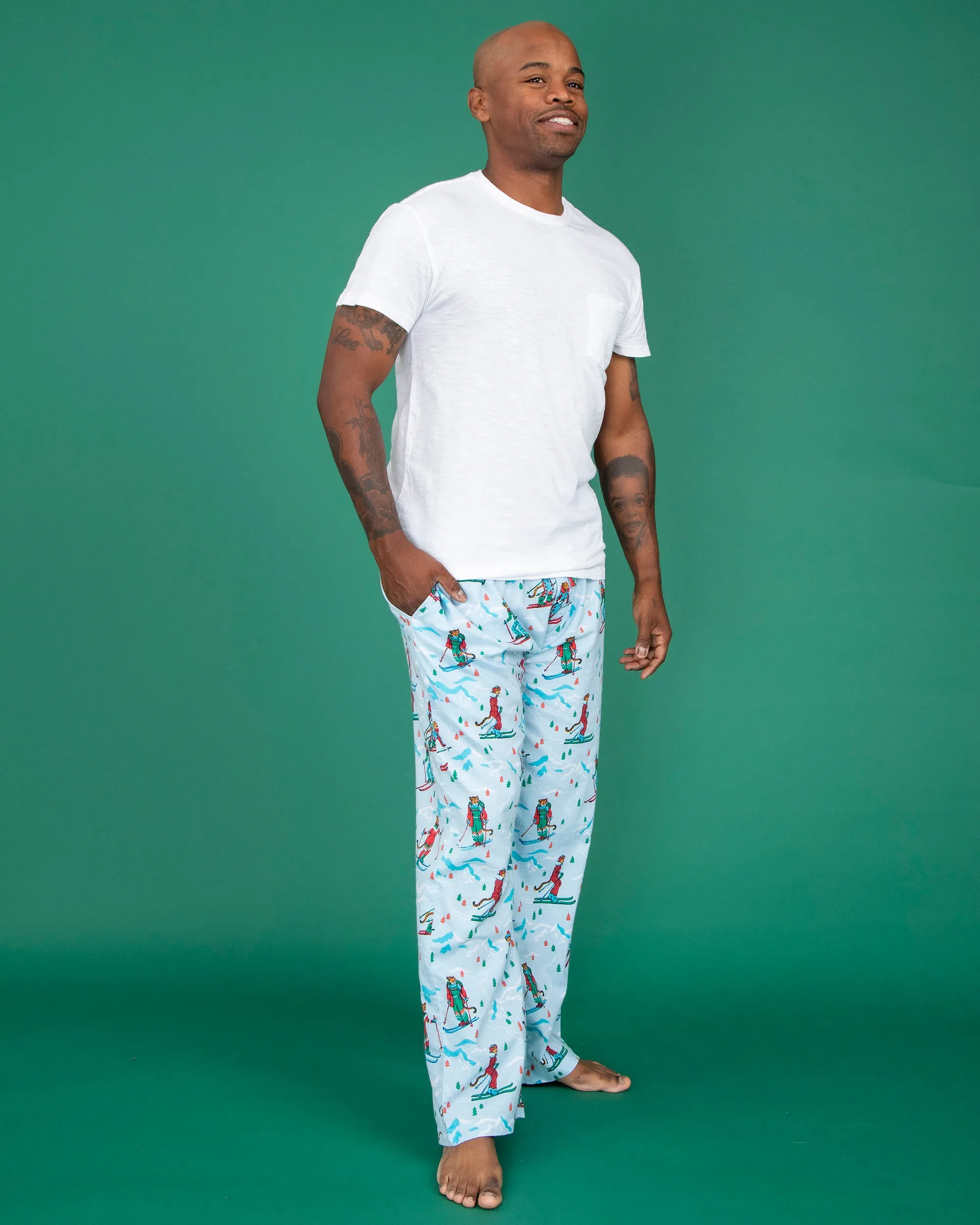 Hit the Slopes - Men's Lightweight Flannel PJ Pants - Frosted Lake