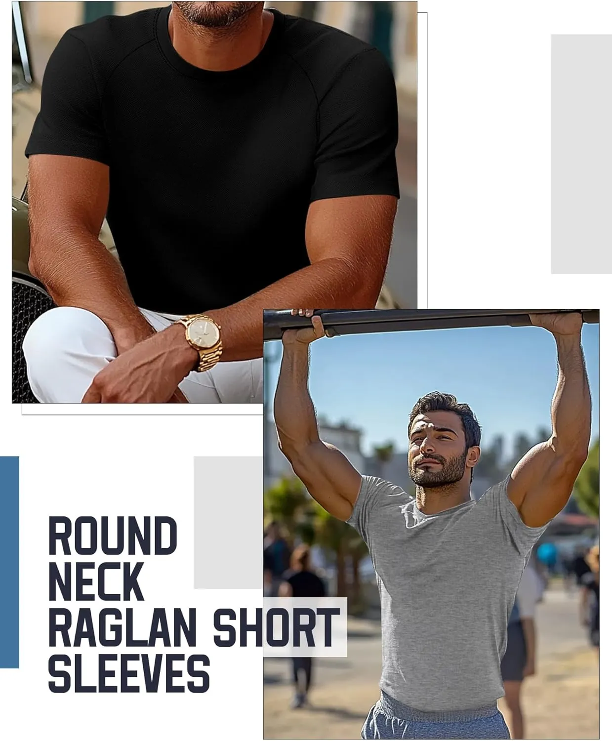 Huukeay 3 Pack Men's Big & Tall Short Sleeve Shirts, Cotton Plus Size Crew Neck Tees Basic Moisture Wicking Summer Solid Tops