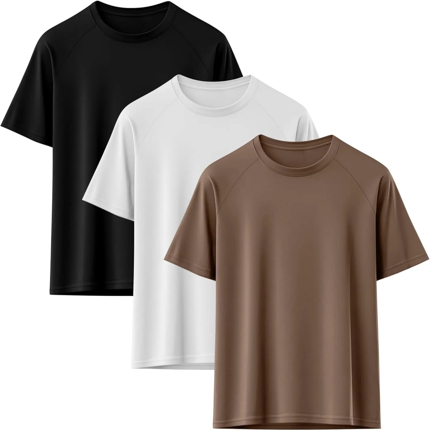 Huukeay 3 Pack Men's Big & Tall Short Sleeve Shirts, Cotton Plus Size Crew Neck Tees Basic Moisture Wicking Summer Solid Tops