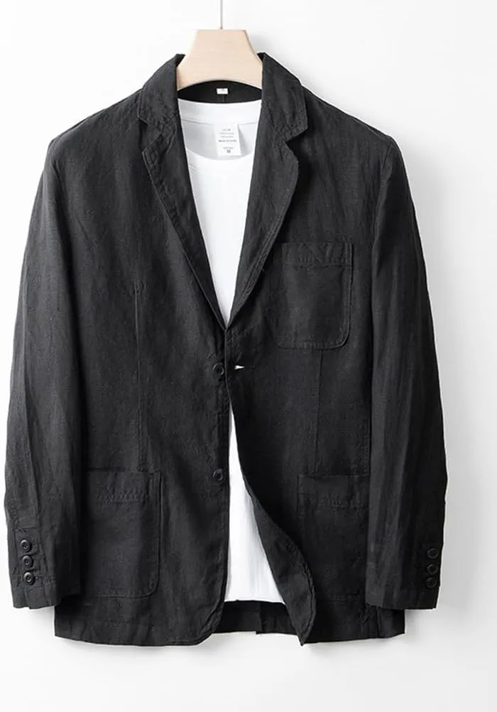 IDEALSANXUN Mens 100% Linen Blazer Casual Spring Summer Lightweight Suit Jackets Sports Coat