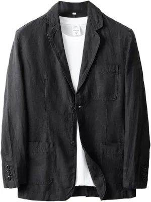 IDEALSANXUN Mens 100% Linen Blazer Casual Spring Summer Lightweight Suit Jackets Sports Coat