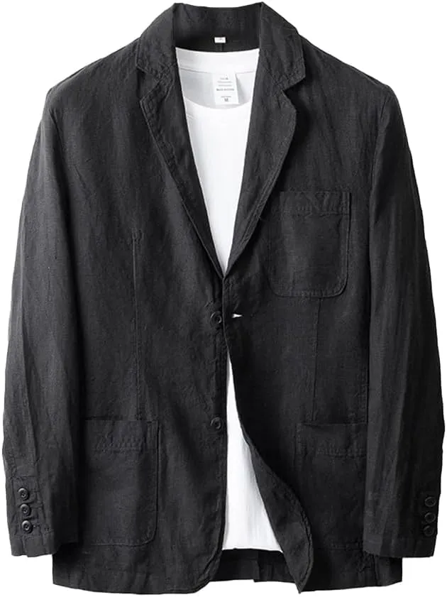 IDEALSANXUN Mens 100% Linen Blazer Casual Spring Summer Lightweight Suit Jackets Sports Coat