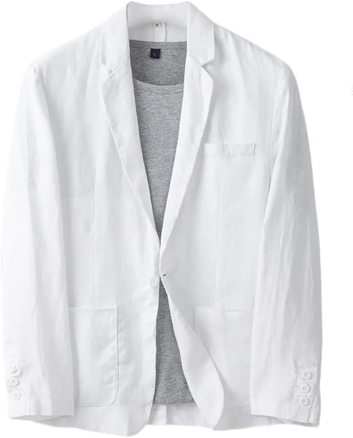 IDEALSANXUN Mens Linen Blazer Casual One Button Lightweight Suit Jackets Sports Coat