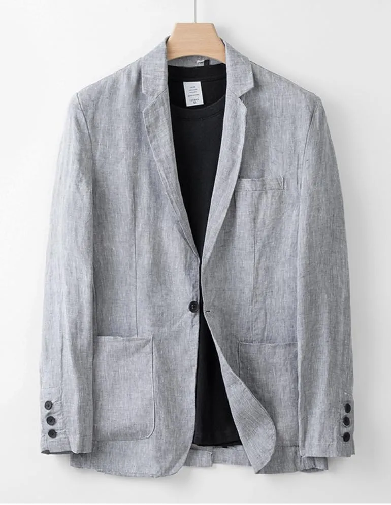 IDEALSANXUN Mens Linen Blazer Casual One Button Lightweight Suit Jackets Sports Coat