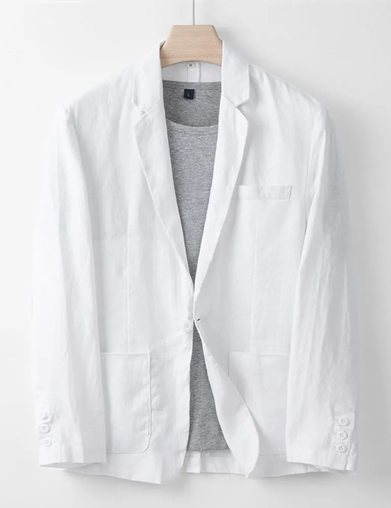 IDEALSANXUN Mens Linen Blazer Casual One Button Lightweight Suit Jackets Sports Coat