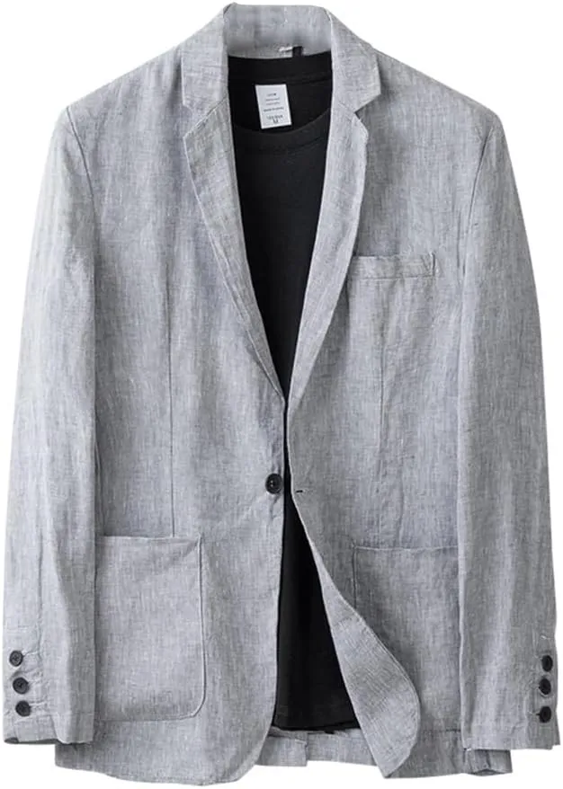 IDEALSANXUN Mens Linen Blazer Casual One Button Lightweight Suit Jackets Sports Coat