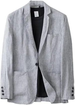 IDEALSANXUN Mens Linen Blazer Casual One Button Lightweight Suit Jackets Sports Coat