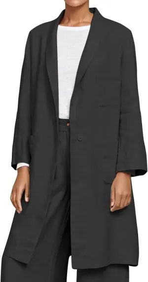 IDEALSANXUN Womens Long Cotton Linen Blazer Casual Lightweight Spring Jackets