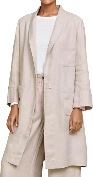 IDEALSANXUN Womens Long Cotton Linen Blazer Casual Lightweight Spring Jackets