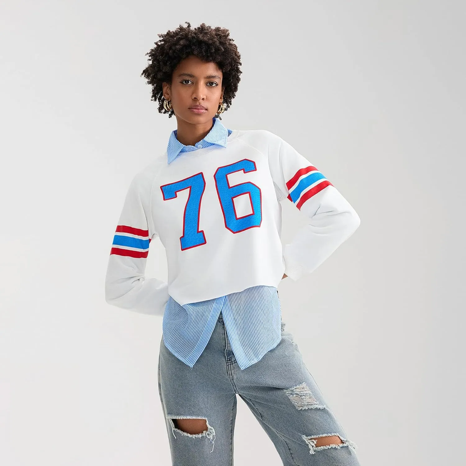 KOSUSANILL Oversized Sweatshirt for Women Y2K Graphic Crewneck Pullover Sweater Loose Fit Long Sleeve T-Shirt Top Fall