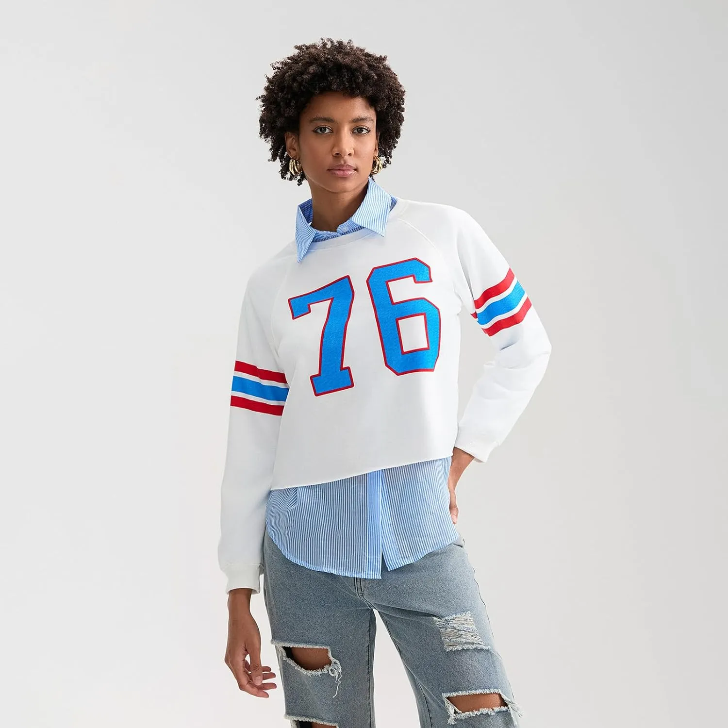 KOSUSANILL Oversized Sweatshirt for Women Y2K Graphic Crewneck Pullover Sweater Loose Fit Long Sleeve T-Shirt Top Fall