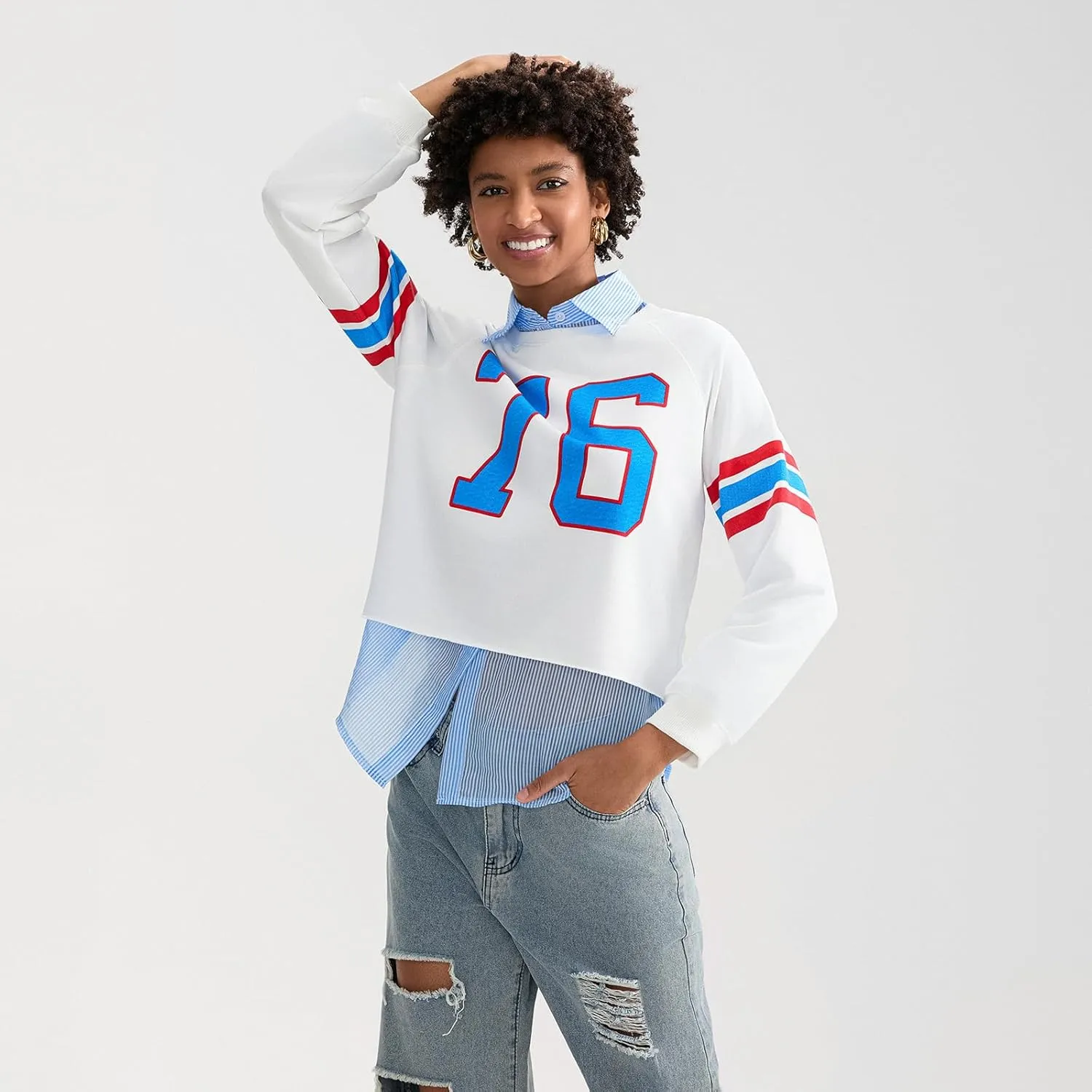 KOSUSANILL Oversized Sweatshirt for Women Y2K Graphic Crewneck Pullover Sweater Loose Fit Long Sleeve T-Shirt Top Fall