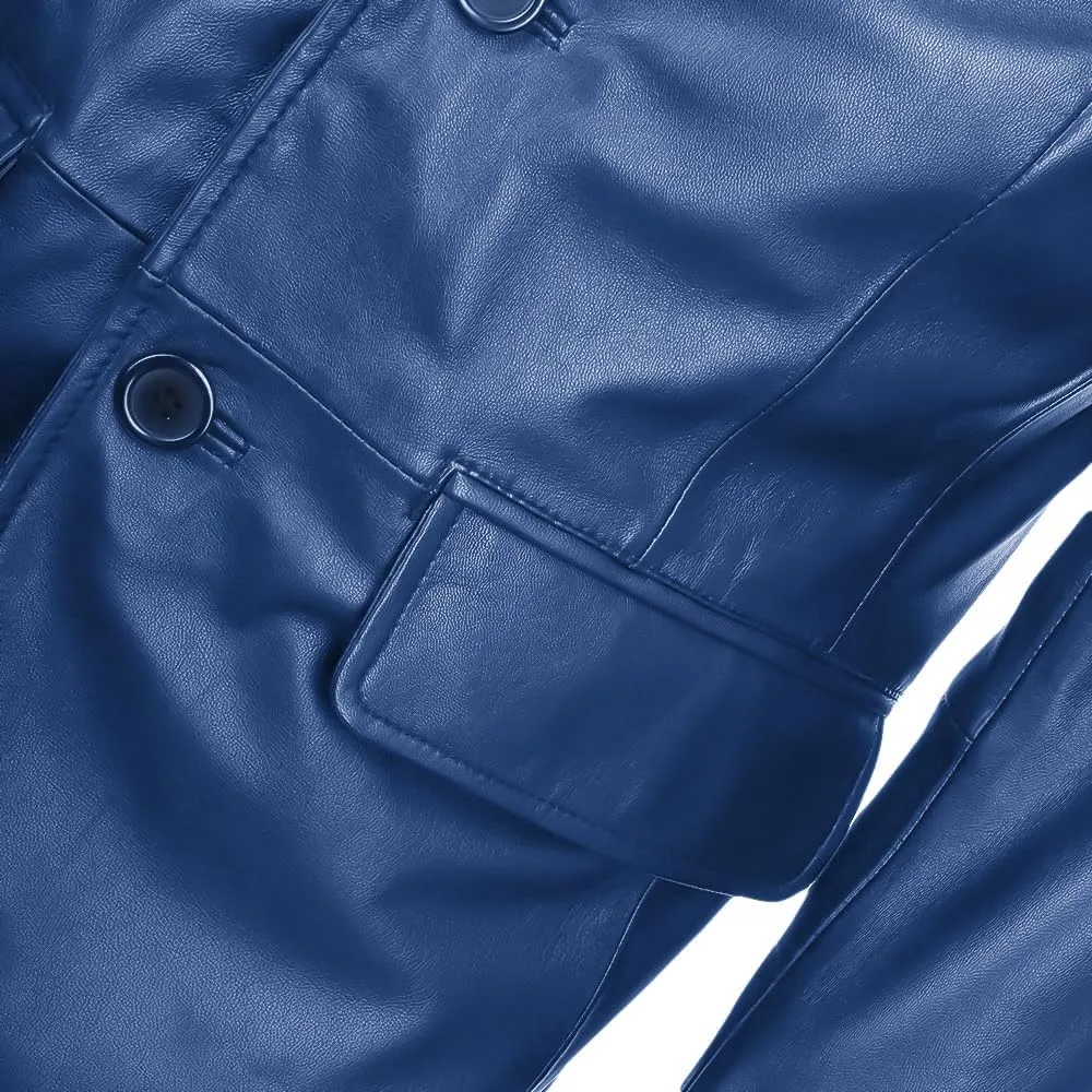 Lambskin Mens Leather Blazer 2 Button Sport Coat- Real Lambskin Leather Blazers for Men Premium Leather Coat