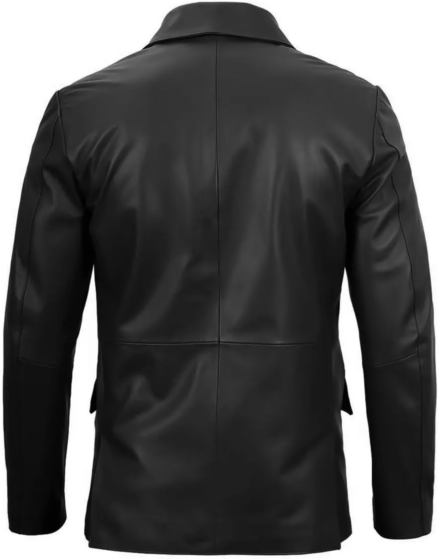 Lambskin Mens Leather Blazer 2 Button Sport Coat- Real Lambskin Leather Blazers for Men Premium Leather Coat