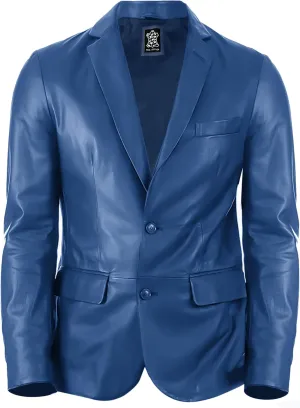 Lambskin Mens Leather Blazer 2 Button Sport Coat- Real Lambskin Leather Blazers for Men Premium Leather Coat