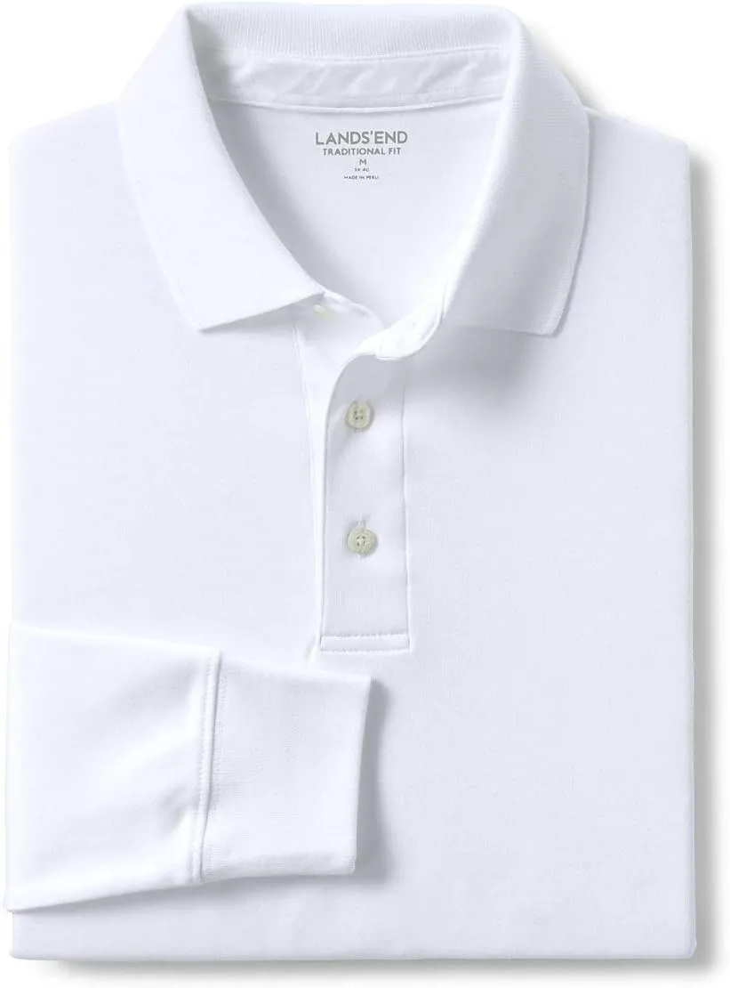 Lands' End Men's Long Sleeve American-Grown Supima Cotton Polo Shirt