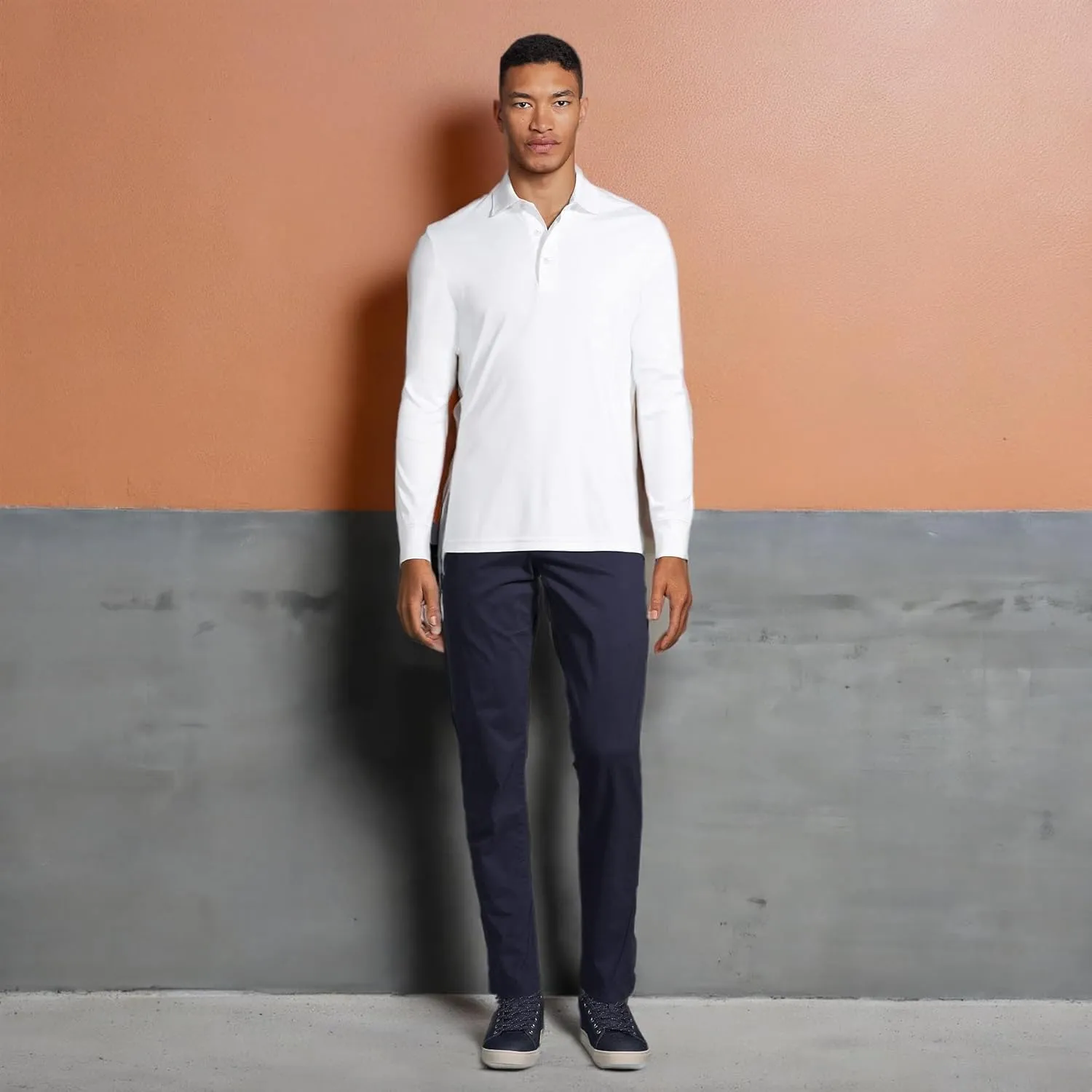 Lands' End Men's Long Sleeve American-Grown Supima Cotton Polo Shirt