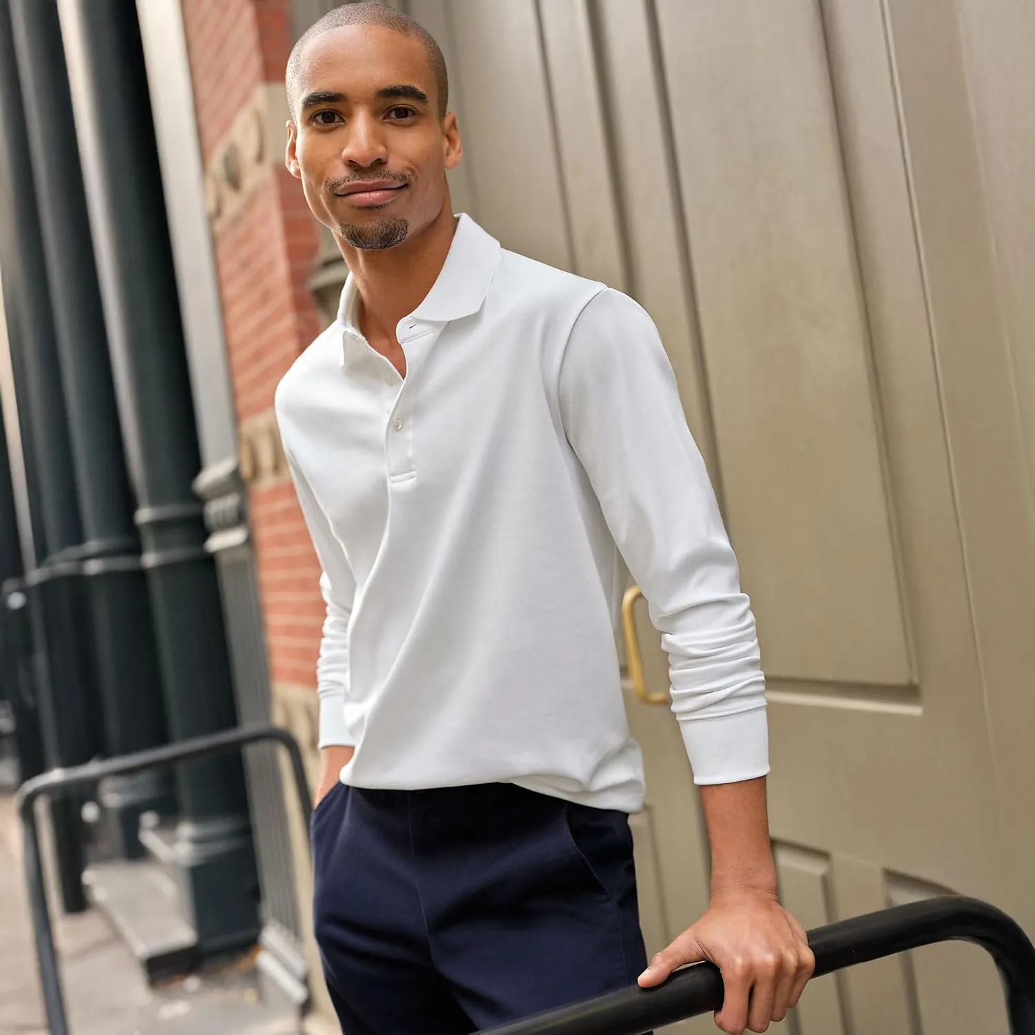 Lands' End Men's Long Sleeve American-Grown Supima Cotton Polo Shirt