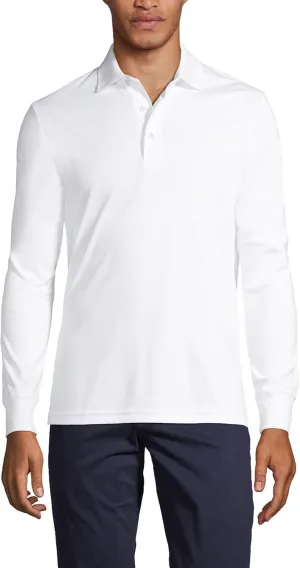 Lands' End Men's Long Sleeve American-Grown Supima Cotton Polo Shirt