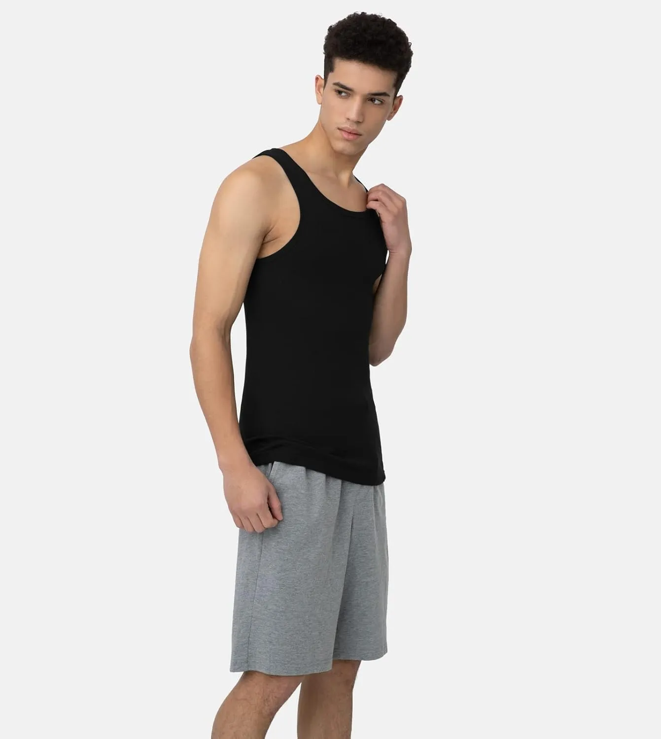 LAPASA Men's 100% Cotton Ribbed Tank Tops Ultra Soft Sleeveless Crewneck A-Shirts Basic Solid Undershirts Vests 4 Pack M35