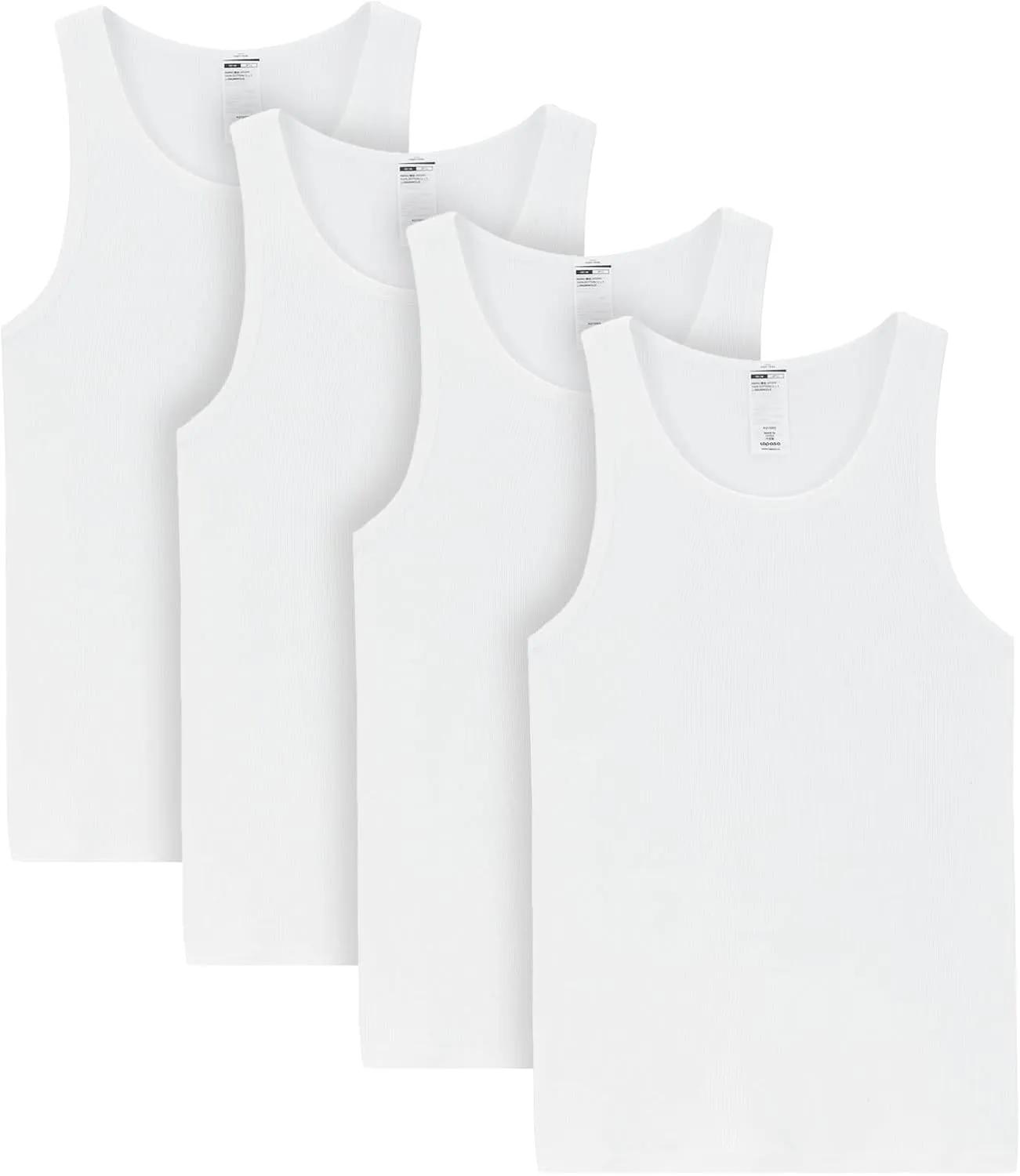 LAPASA Men's 100% Cotton Ribbed Tank Tops Ultra Soft Sleeveless Crewneck A-Shirts Basic Solid Undershirts Vests 4 Pack M35