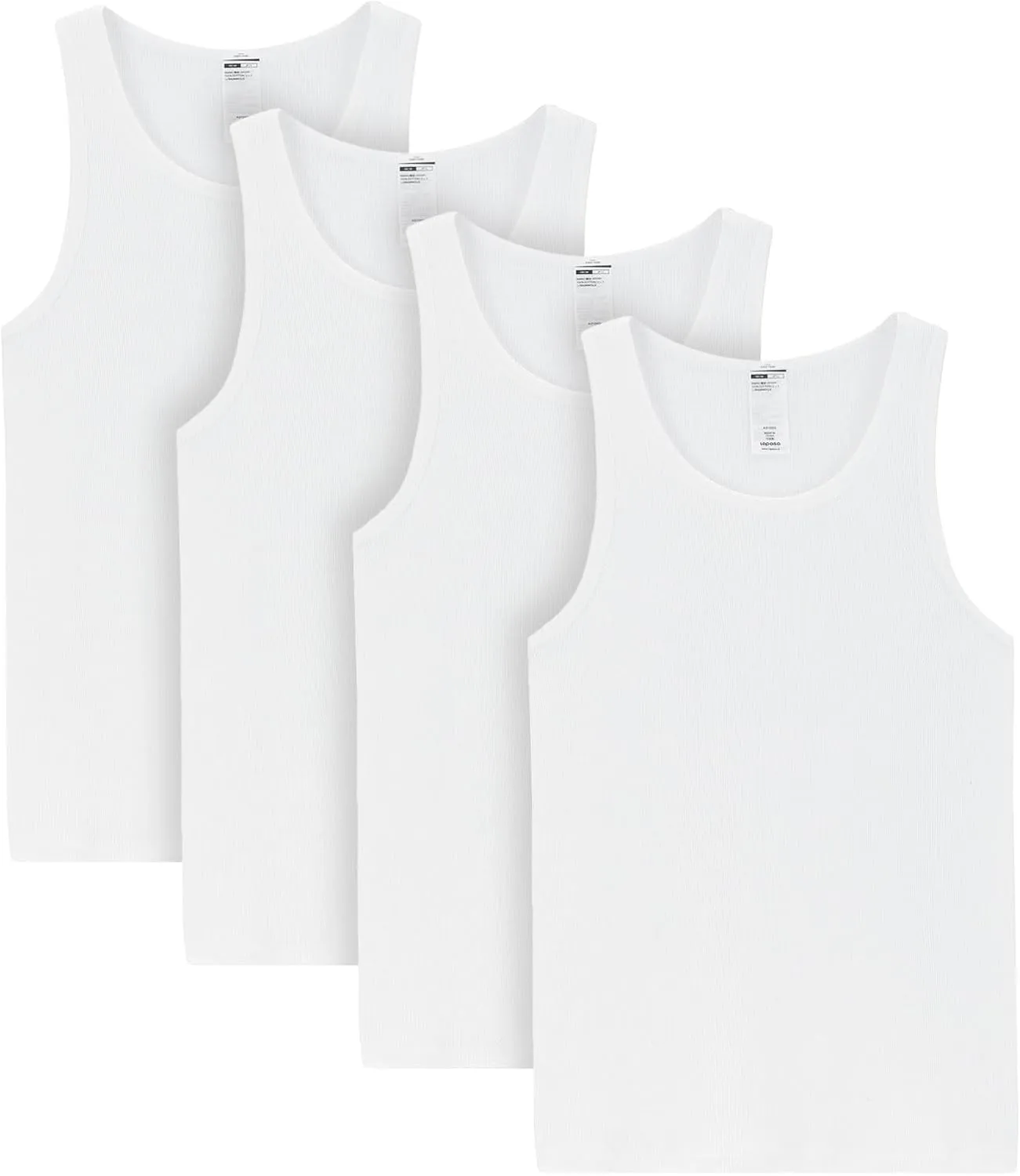 LAPASA Men's 100% Cotton Ribbed Tank Tops Ultra Soft Sleeveless Crewneck A-Shirts Basic Solid Undershirts Vests 4 Pack M35
