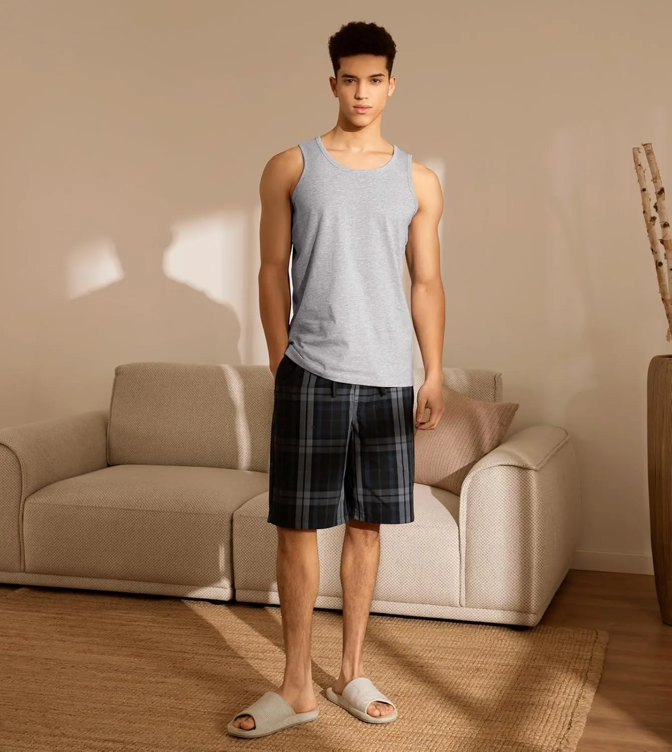 LAPASA Men's 100% Cotton Tank Top Ultra Soft Sleeveless Crewneck Breathable A-Shirts Basic Solid Undershirts Vest 4 Pack M36