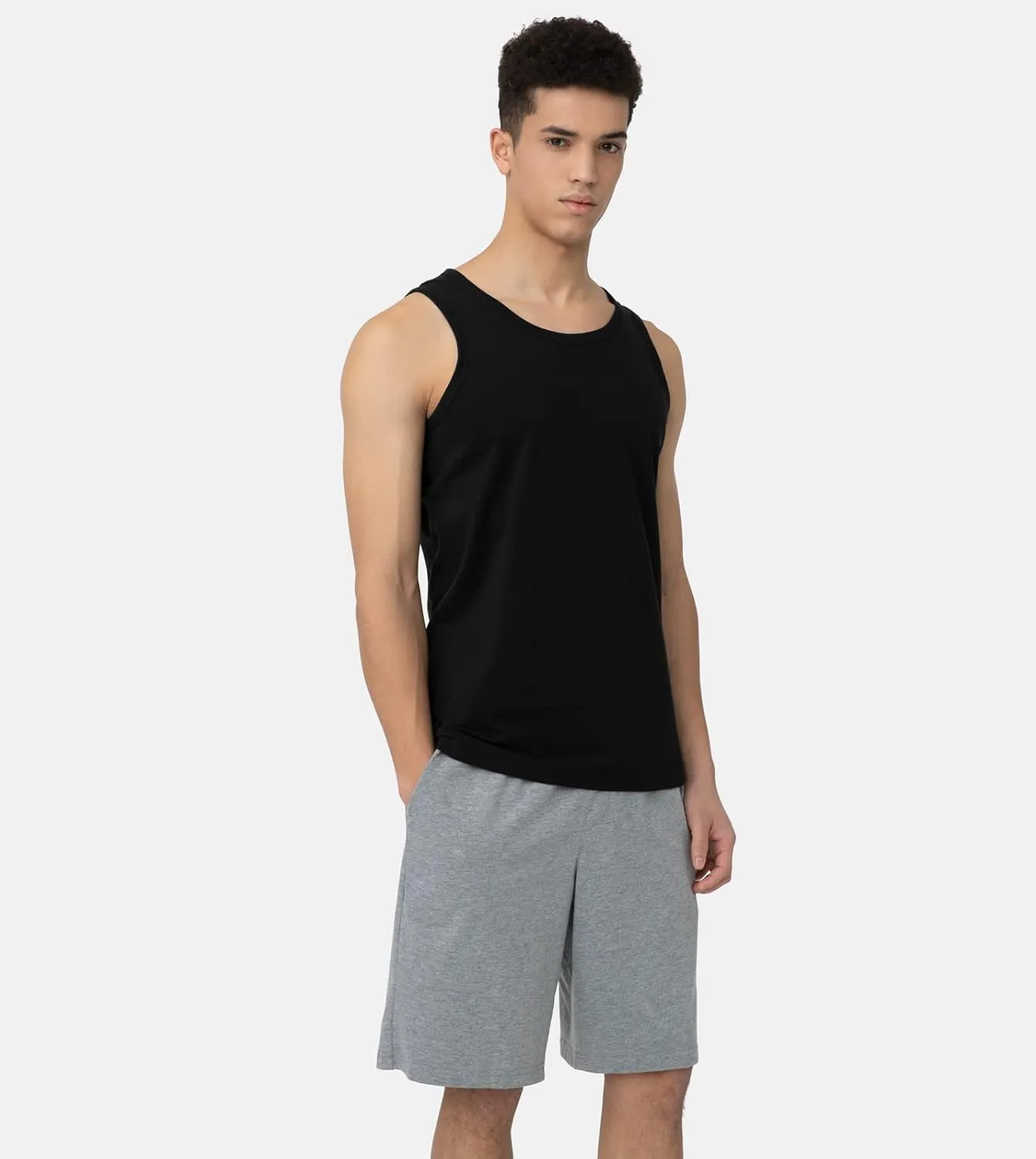 LAPASA Men's 100% Cotton Tank Top Ultra Soft Sleeveless Crewneck Breathable A-Shirts Basic Solid Undershirts Vest 4 Pack M36