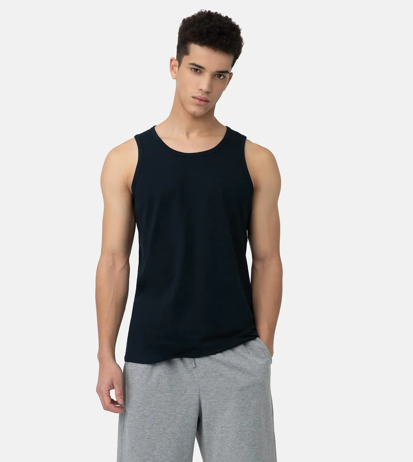 LAPASA Men's 100% Cotton Tank Top Ultra Soft Sleeveless Crewneck Breathable A-Shirts Basic Solid Undershirts Vest 4 Pack M36