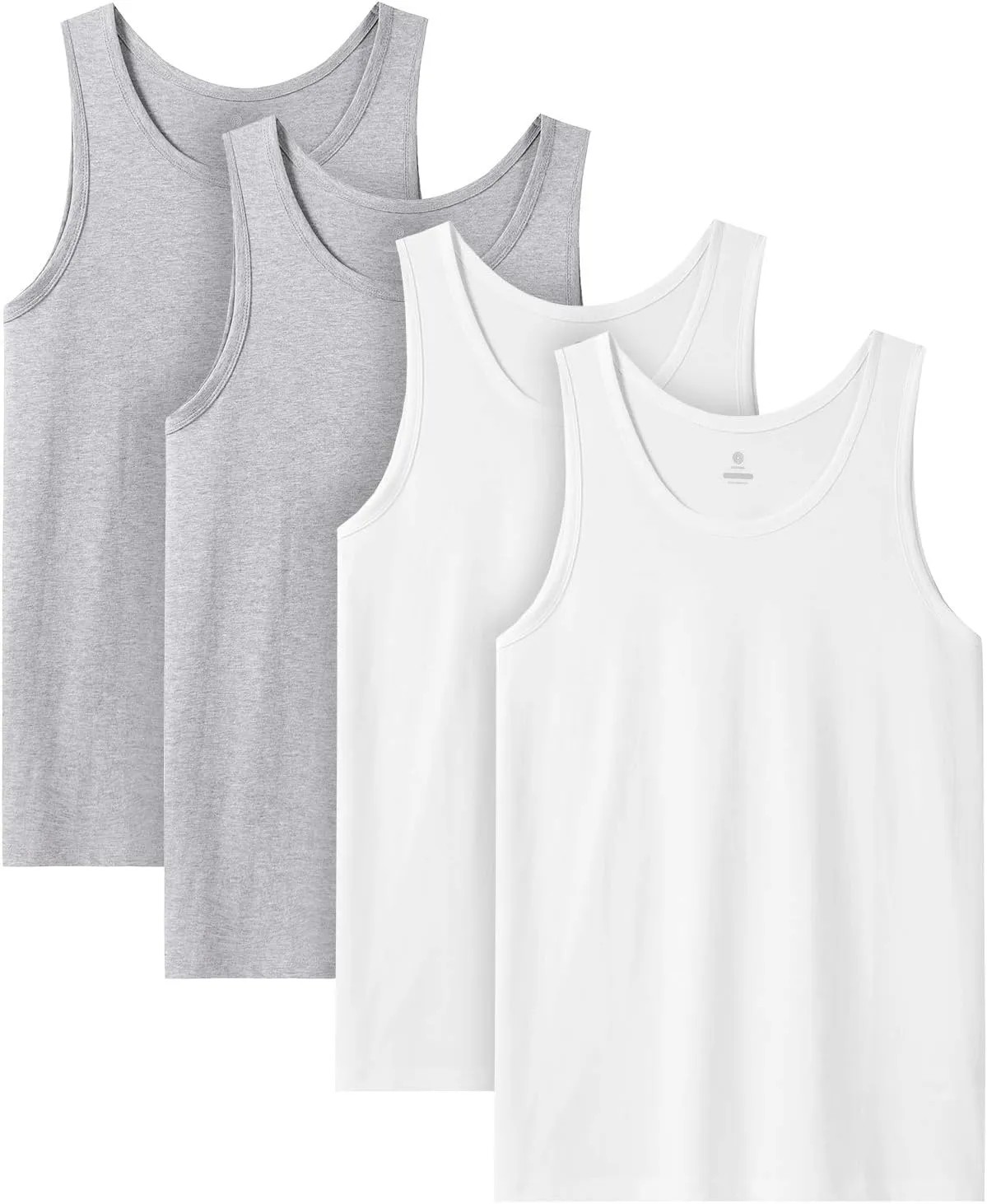 LAPASA Men's 100% Cotton Tank Top Ultra Soft Sleeveless Crewneck Breathable A-Shirts Basic Solid Undershirts Vest 4 Pack M36