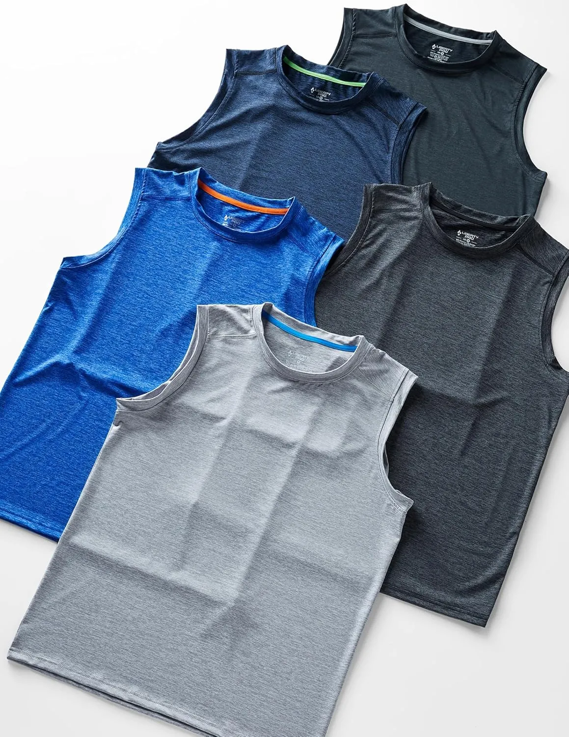 Liberty Imports Pack of 5 Men's Stretch Cool Dry Muscle Tank Tops Athletic Crewneck Sleeveless Workout Shirts