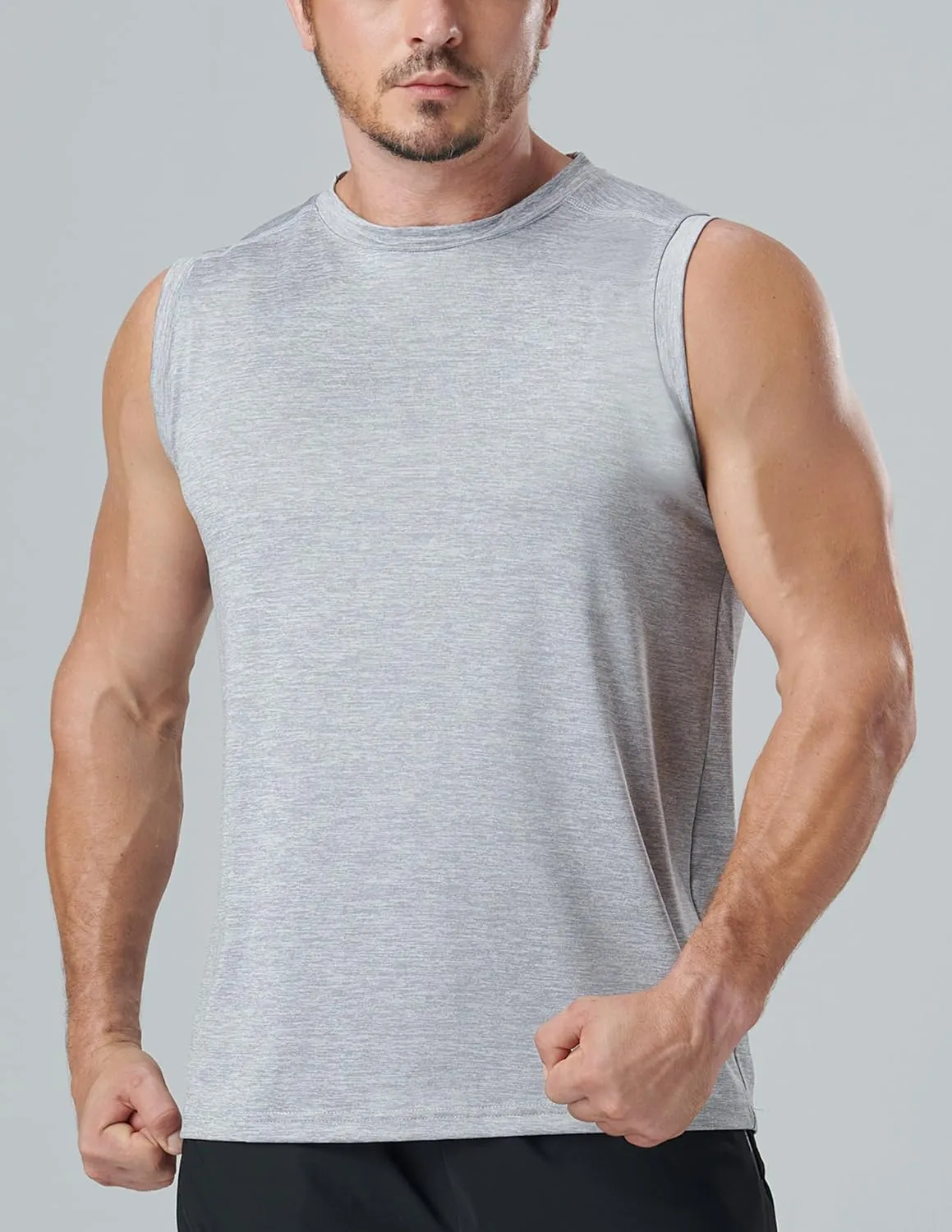Liberty Imports Pack of 5 Men's Stretch Cool Dry Muscle Tank Tops Athletic Crewneck Sleeveless Workout Shirts