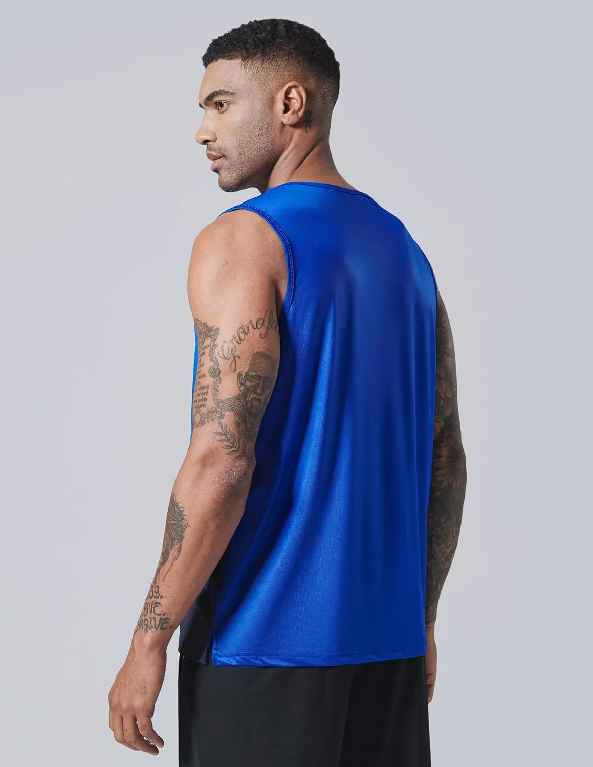Liberty Imports Pack of 5 Men's Stretch Cool Dry Muscle Tank Tops Athletic Crewneck Sleeveless Workout Shirts