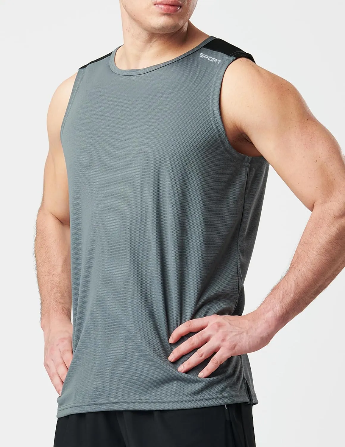Liberty Imports Pack of 5 Men's Stretch Cool Dry Muscle Tank Tops Athletic Crewneck Sleeveless Workout Shirts