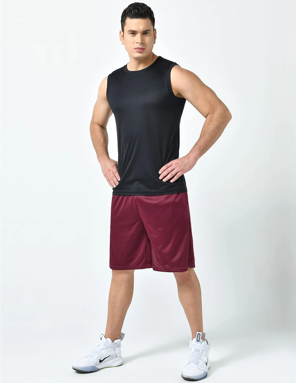 Liberty Imports Pack of 5 Men's Stretch Cool Dry Muscle Tank Tops Athletic Crewneck Sleeveless Workout Shirts