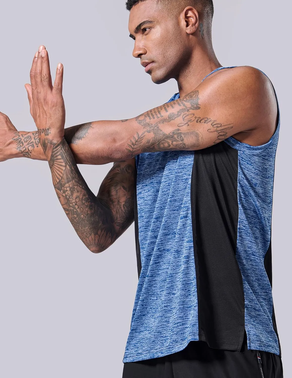 Liberty Imports Pack of 5 Men's Stretch Cool Dry Muscle Tank Tops Athletic Crewneck Sleeveless Workout Shirts