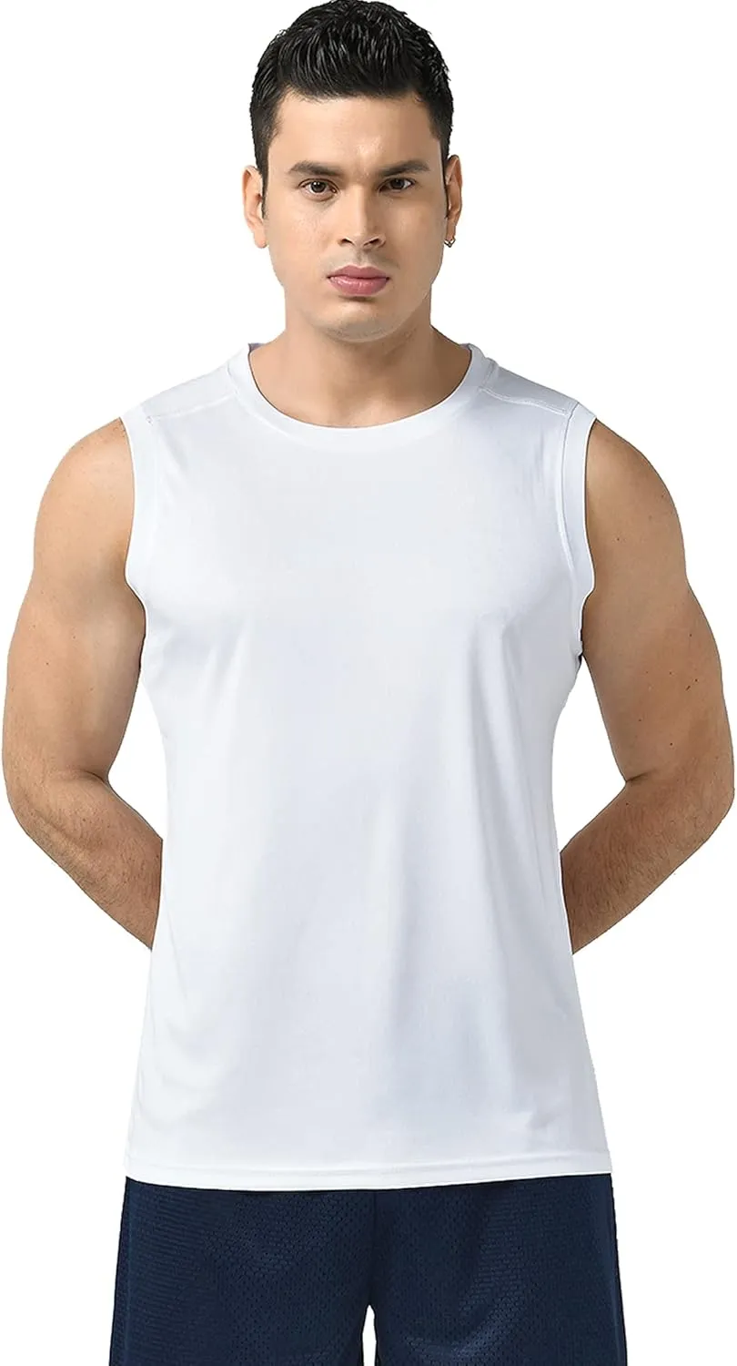Liberty Imports Pack of 5 Men's Stretch Cool Dry Muscle Tank Tops Athletic Crewneck Sleeveless Workout Shirts