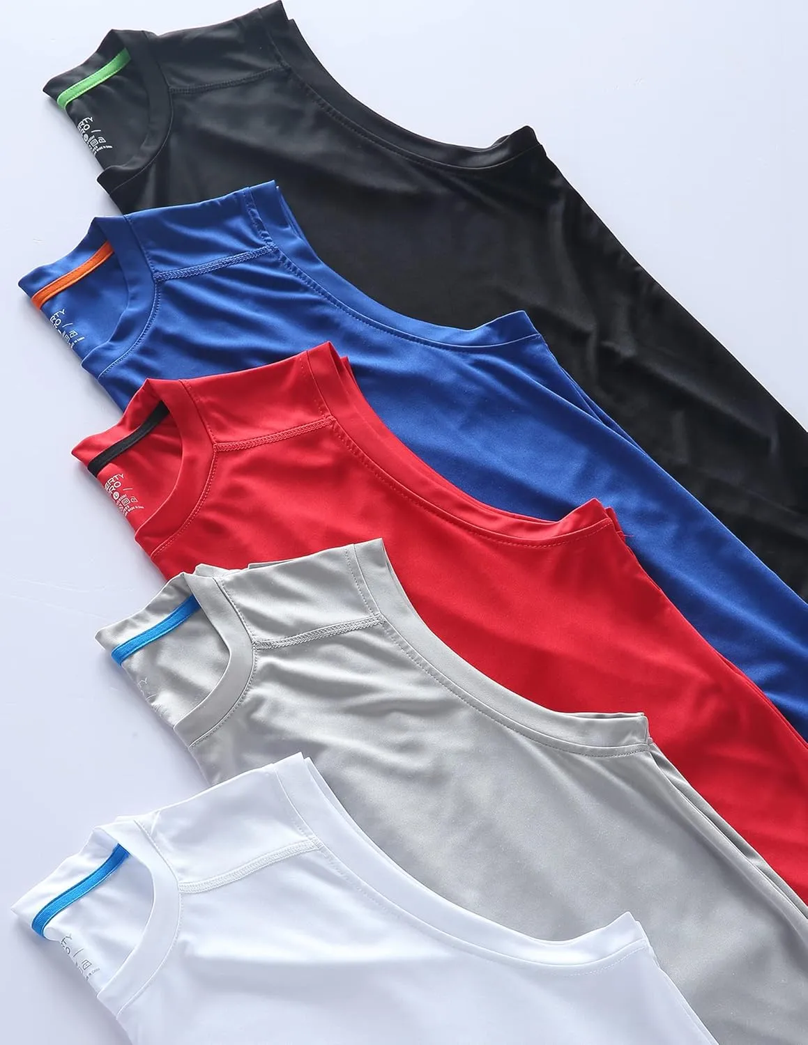 Liberty Imports Pack of 5 Men's Stretch Cool Dry Muscle Tank Tops Athletic Crewneck Sleeveless Workout Shirts