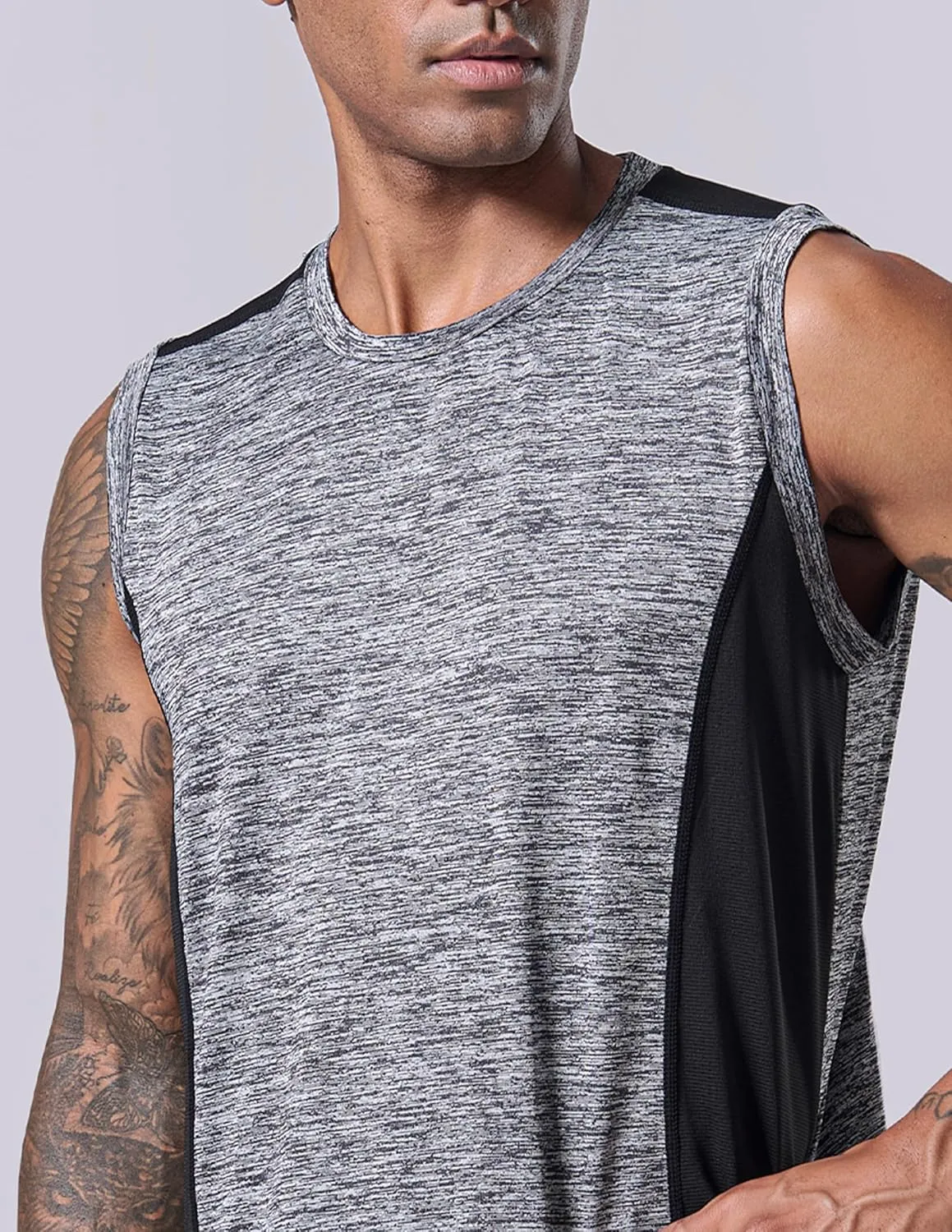 Liberty Imports Pack of 5 Men's Stretch Cool Dry Muscle Tank Tops Athletic Crewneck Sleeveless Workout Shirts