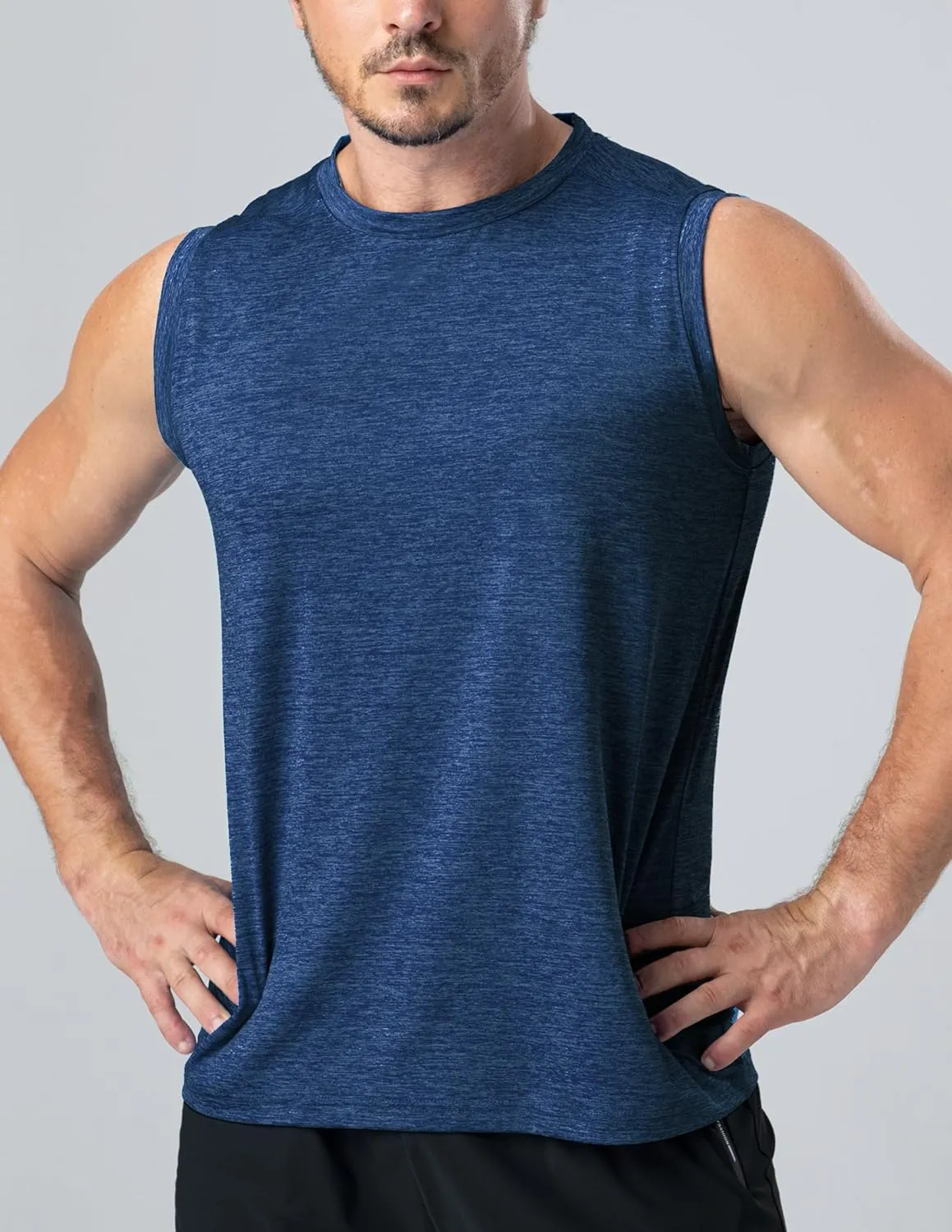 Liberty Imports Pack of 5 Men's Stretch Cool Dry Muscle Tank Tops Athletic Crewneck Sleeveless Workout Shirts