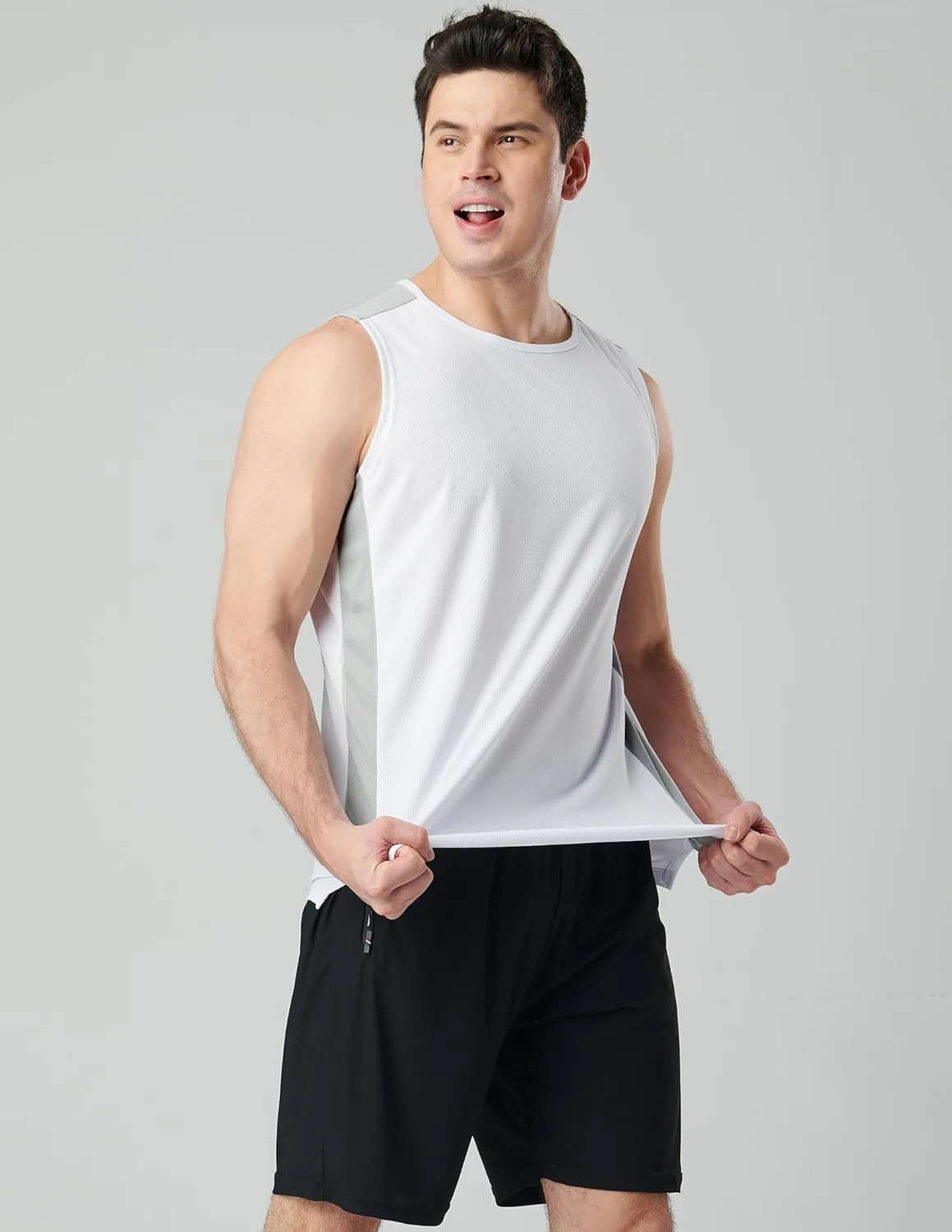 Liberty Imports Pack of 5 Men's Stretch Cool Dry Muscle Tank Tops Athletic Crewneck Sleeveless Workout Shirts