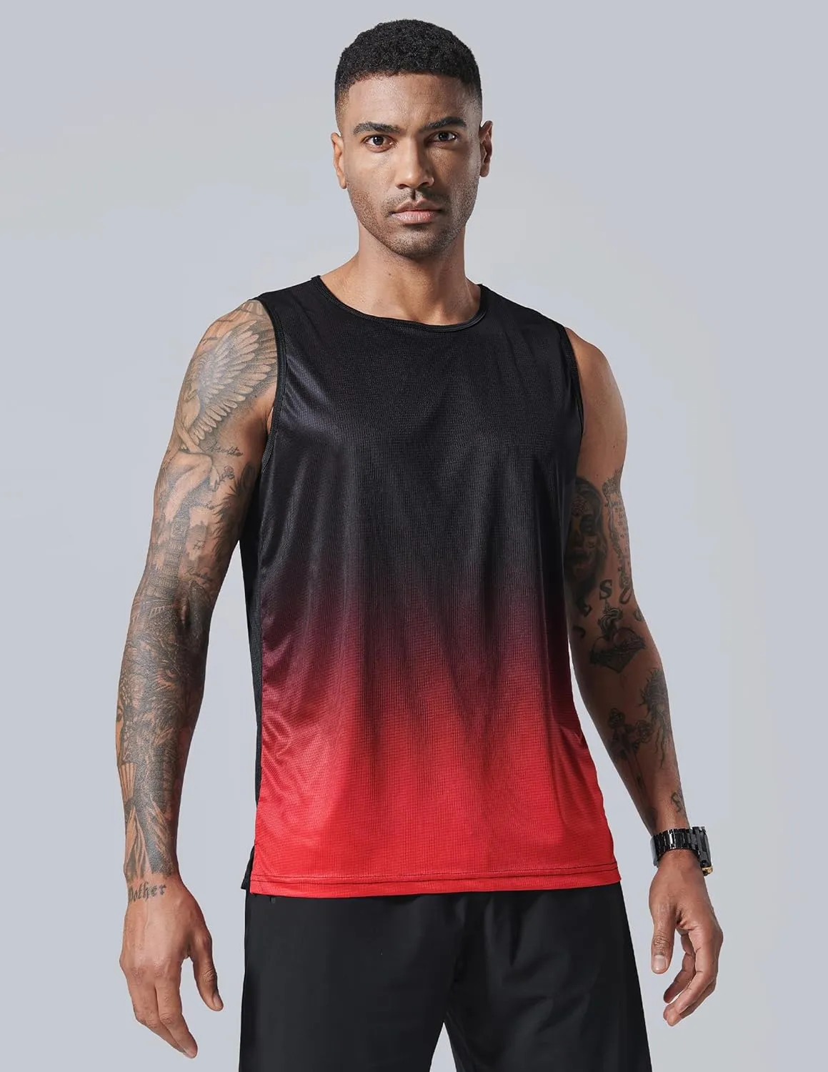 Liberty Imports Pack of 5 Men's Stretch Cool Dry Muscle Tank Tops Athletic Crewneck Sleeveless Workout Shirts