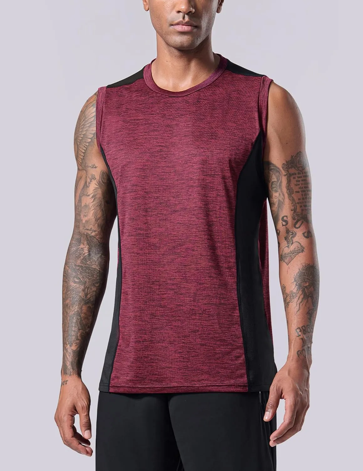 Liberty Imports Pack of 5 Men's Stretch Cool Dry Muscle Tank Tops Athletic Crewneck Sleeveless Workout Shirts
