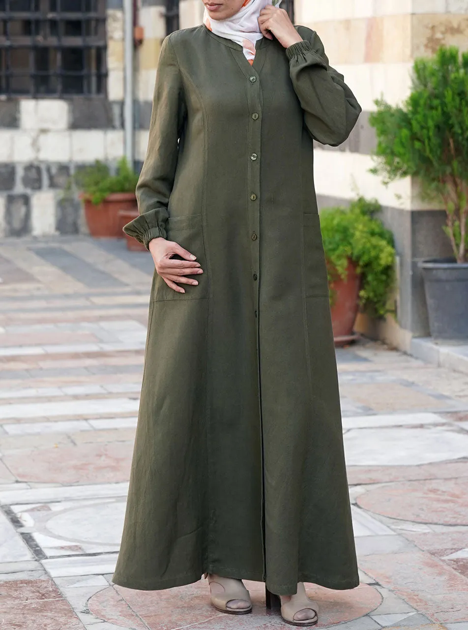 Linen Buttoned Maxi Dress